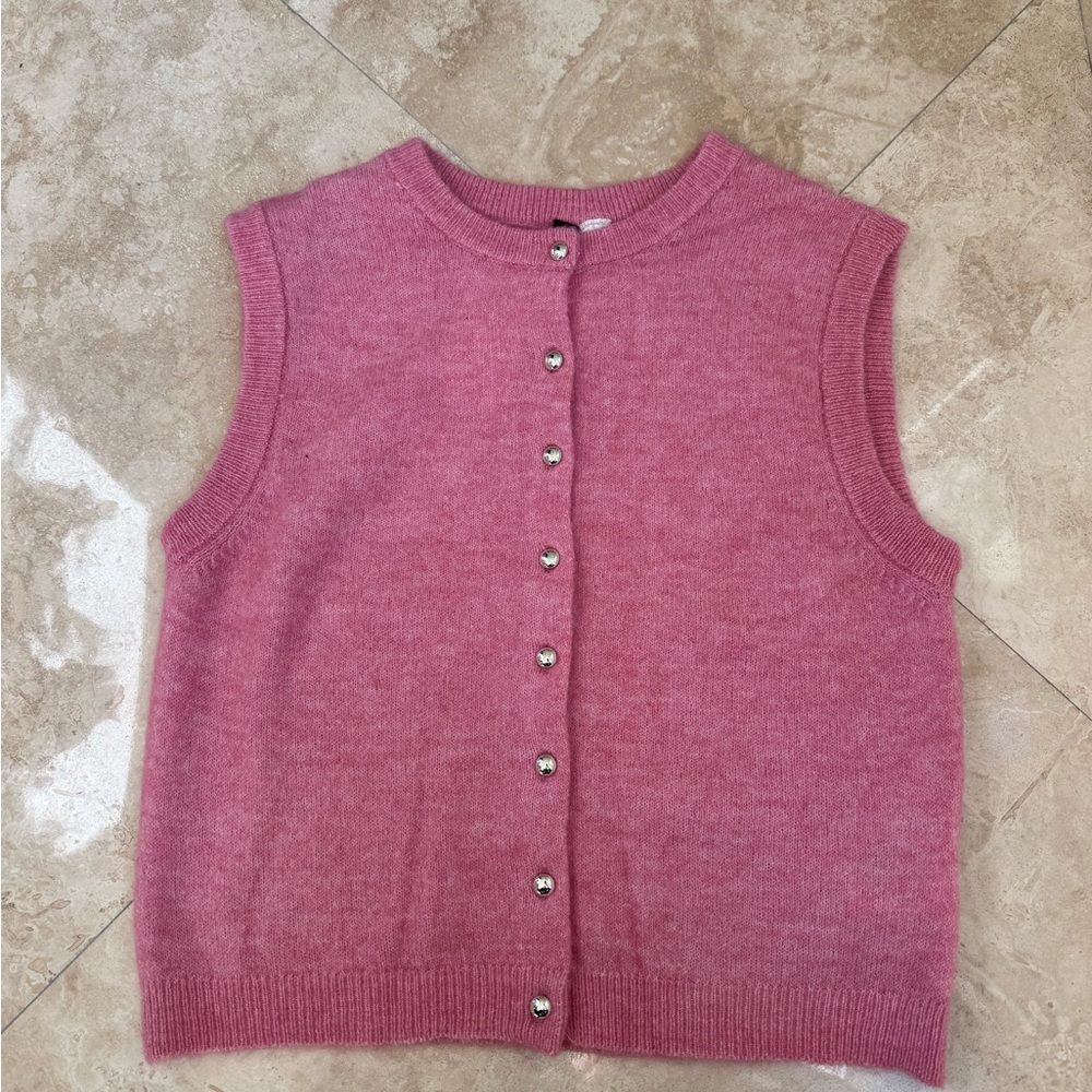 H&M Divided Knit Vest in Pink Melange